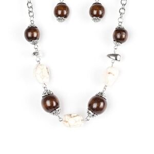 Paparazzi Brown and Cream Beaded Necklace Set Necklace ~ Earth Goddess Fashion